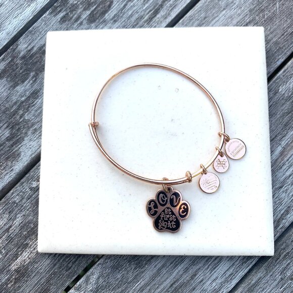 Alex and Ani – Love at First Sight Paw Print Charm Bangle – Rose Gold Finish - Picture 1 of 2